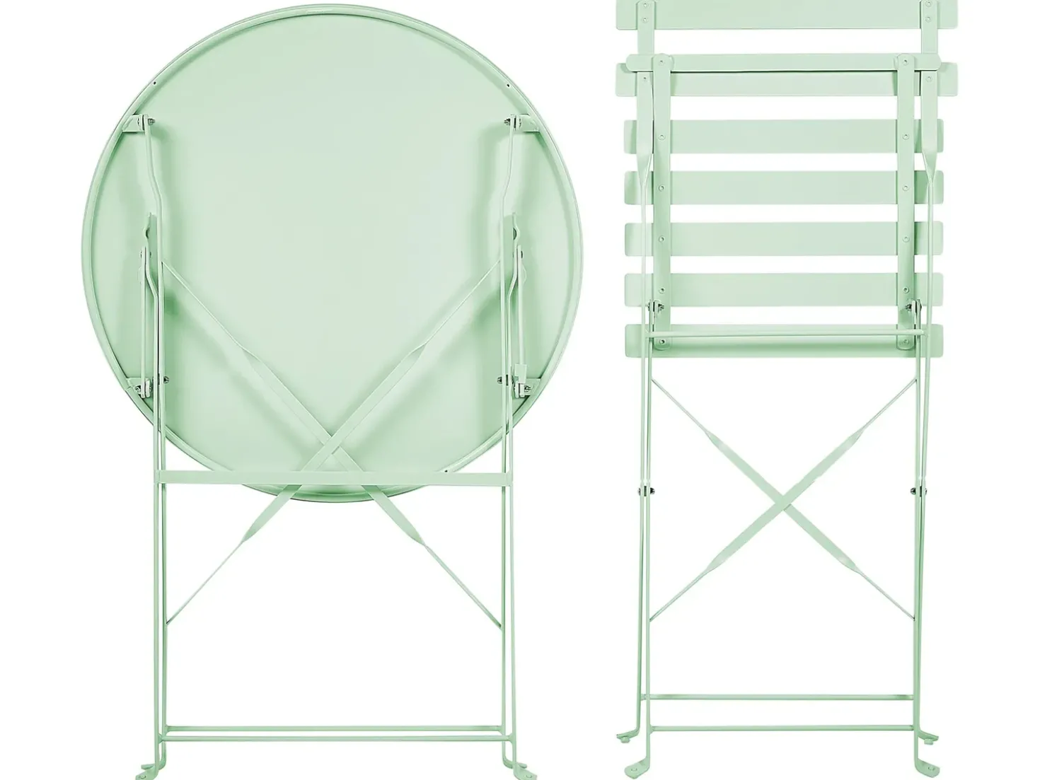 Set bistrot Pieghevole FIORI Metallo Verde menta