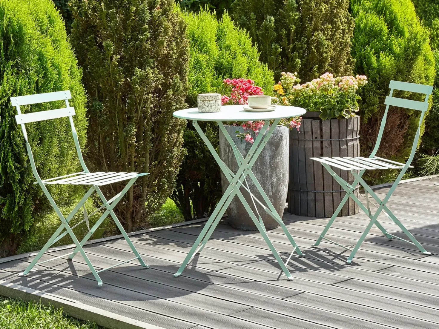 Set bistrot Pieghevole FIORI Metallo Verde menta