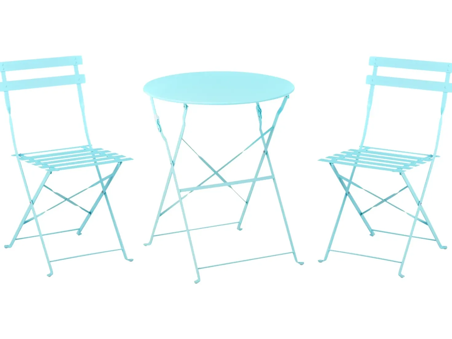 Set bistrot Pieghevole FIORI Metallo Turchese