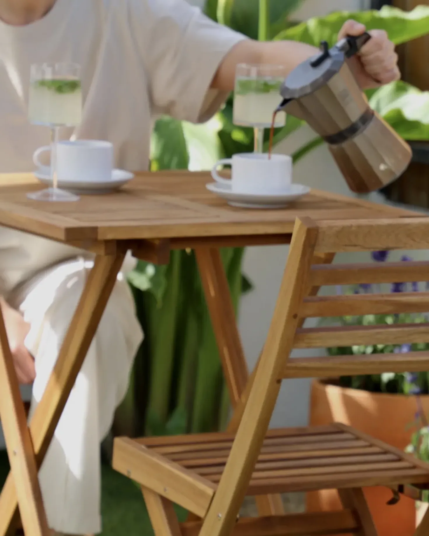 Set bistrot Pieghevole FIJI Legno d'acacia Marrone chiaro