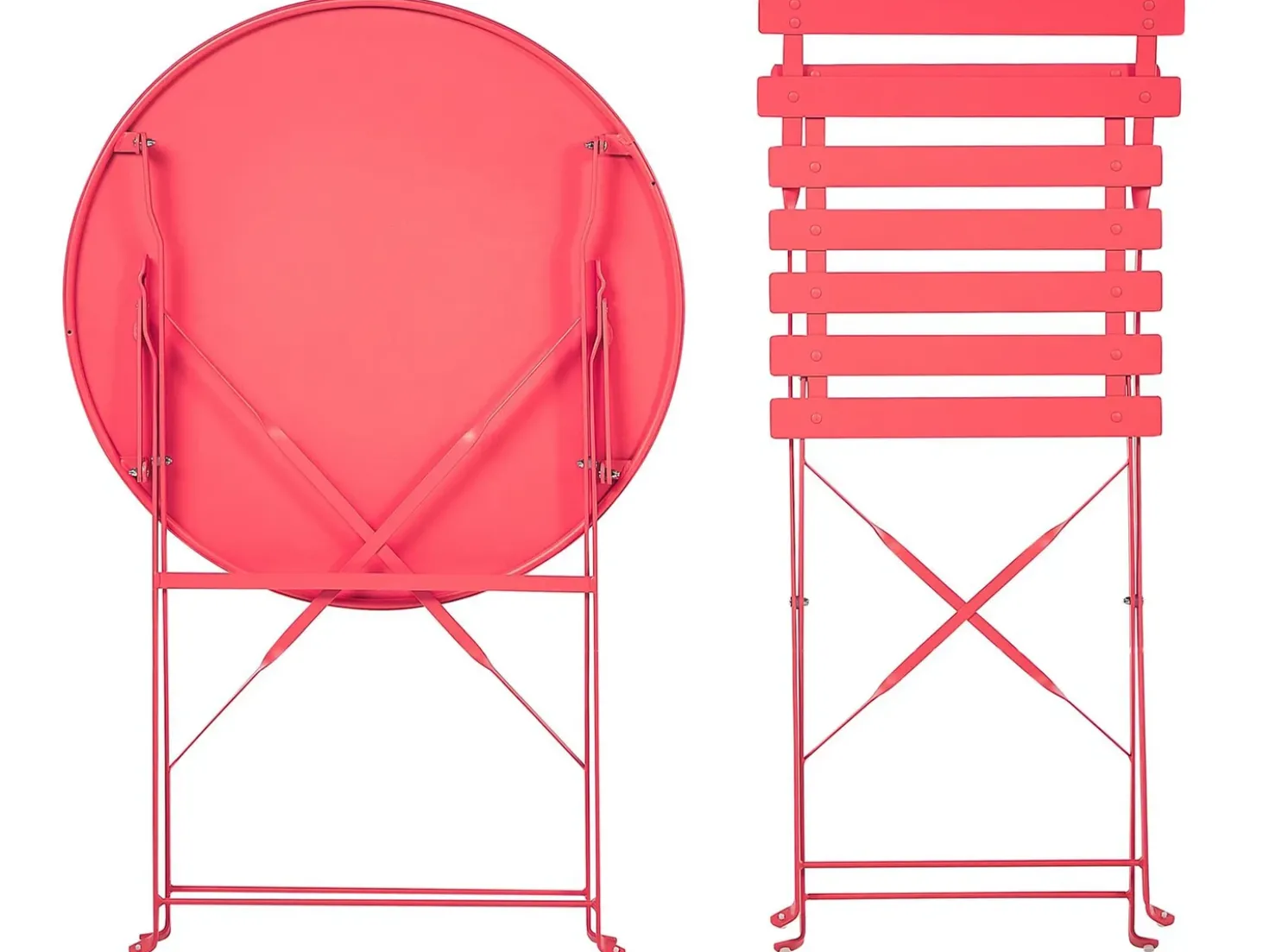 Set bistrot Pieghevole FIORI Metallo Rosso