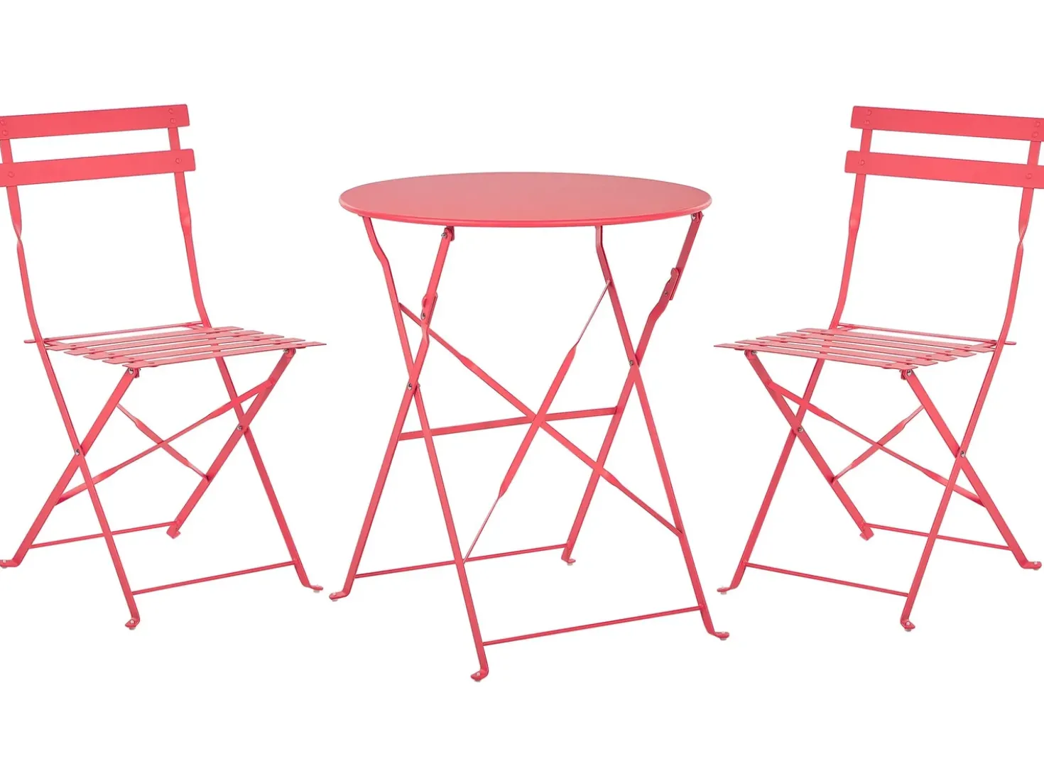 Set bistrot Pieghevole FIORI Metallo Rosso