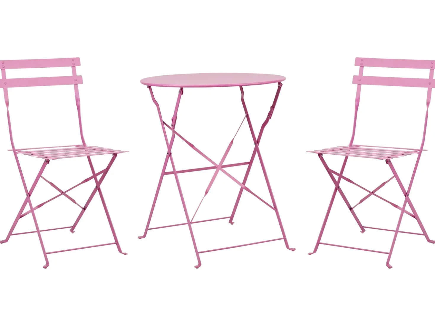 Set bistrot Pieghevole FIORI Metallo Rosa