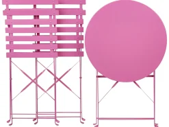 Set bistrot Pieghevole FIORI Metallo Rosa