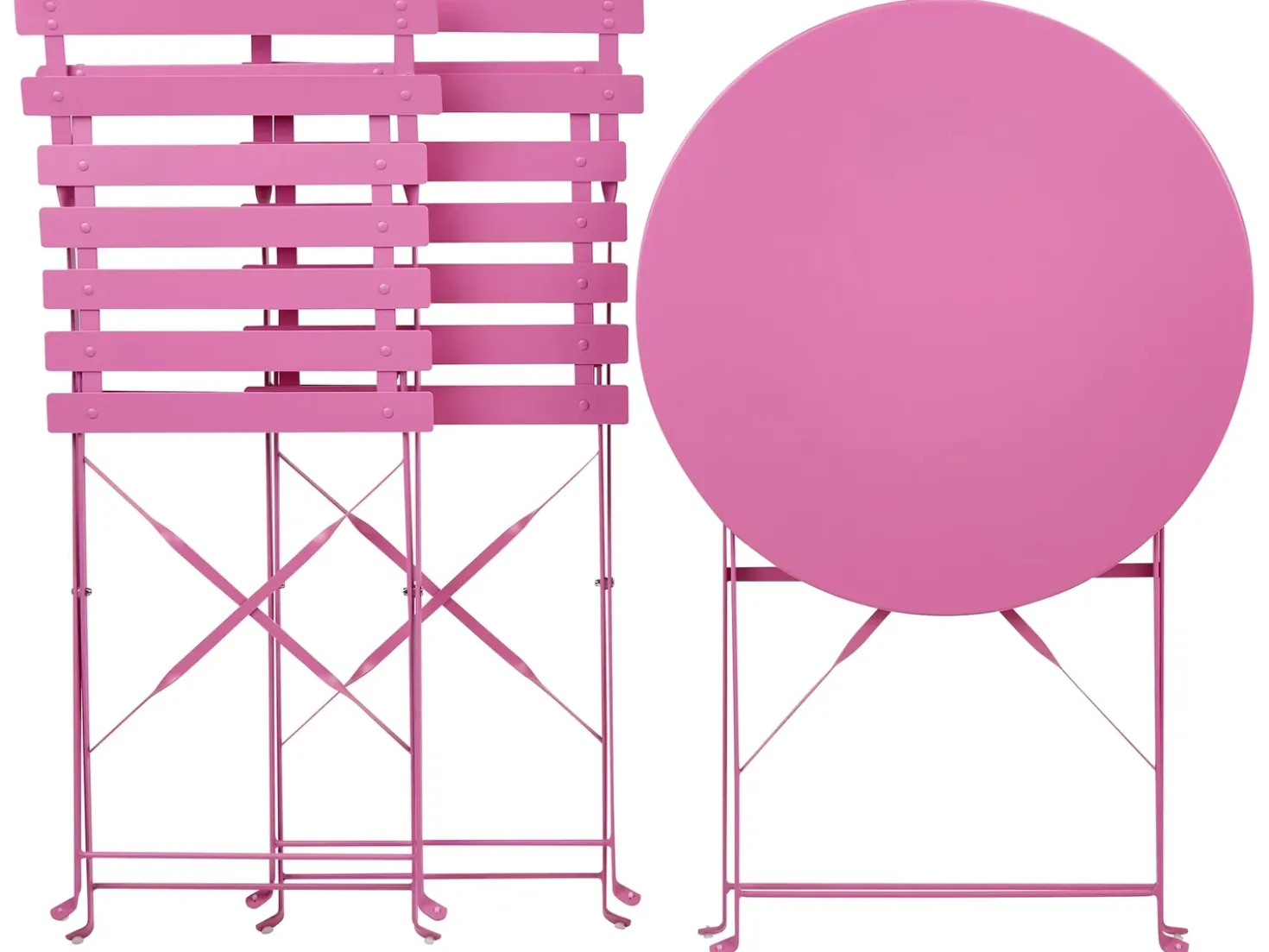 Set bistrot Pieghevole FIORI Metallo Rosa