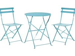 Set bistrot Pieghevole FIORI Metallo Blu oltremare
