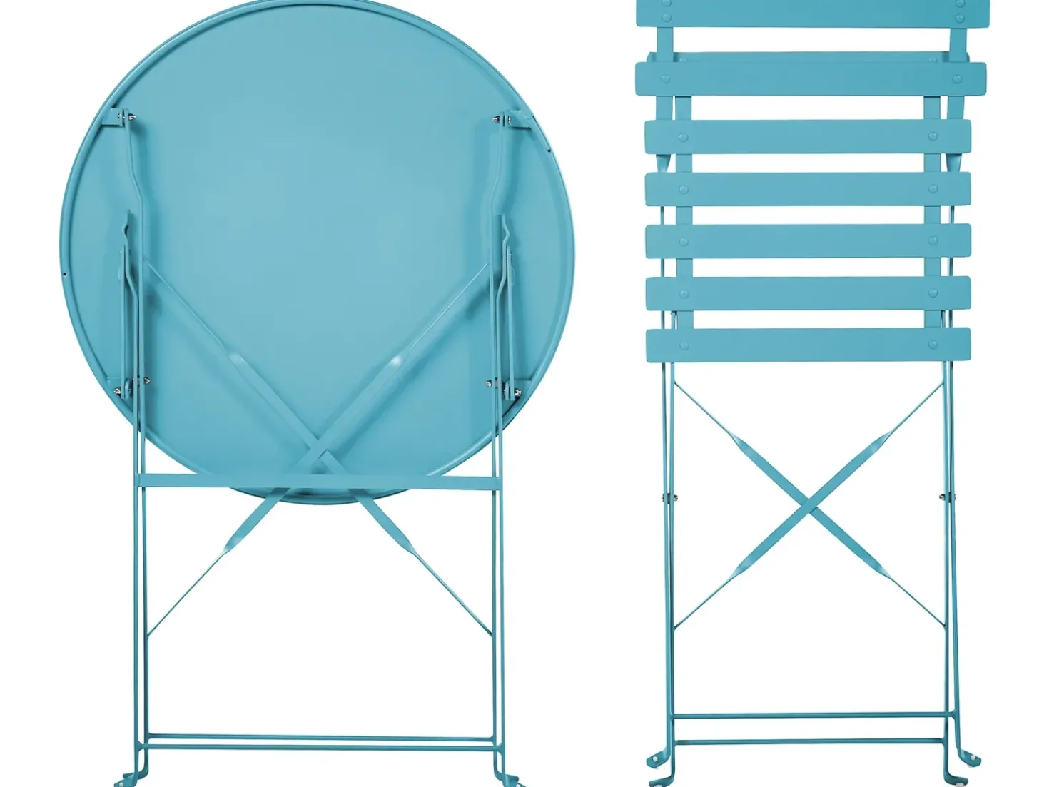 Set bistrot Pieghevole FIORI Metallo Blu oltremare