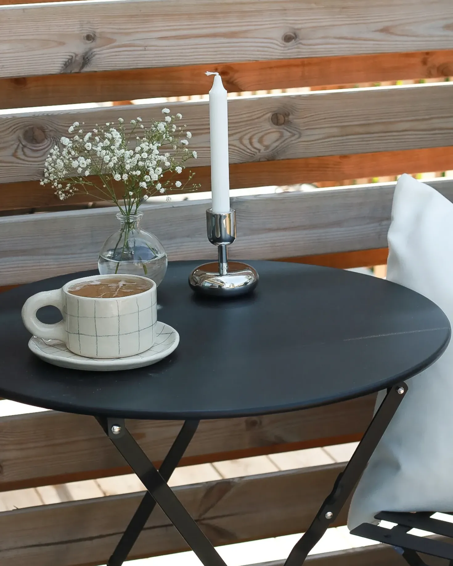 Set bistrot Pieghevole FIORI Metallo Nero