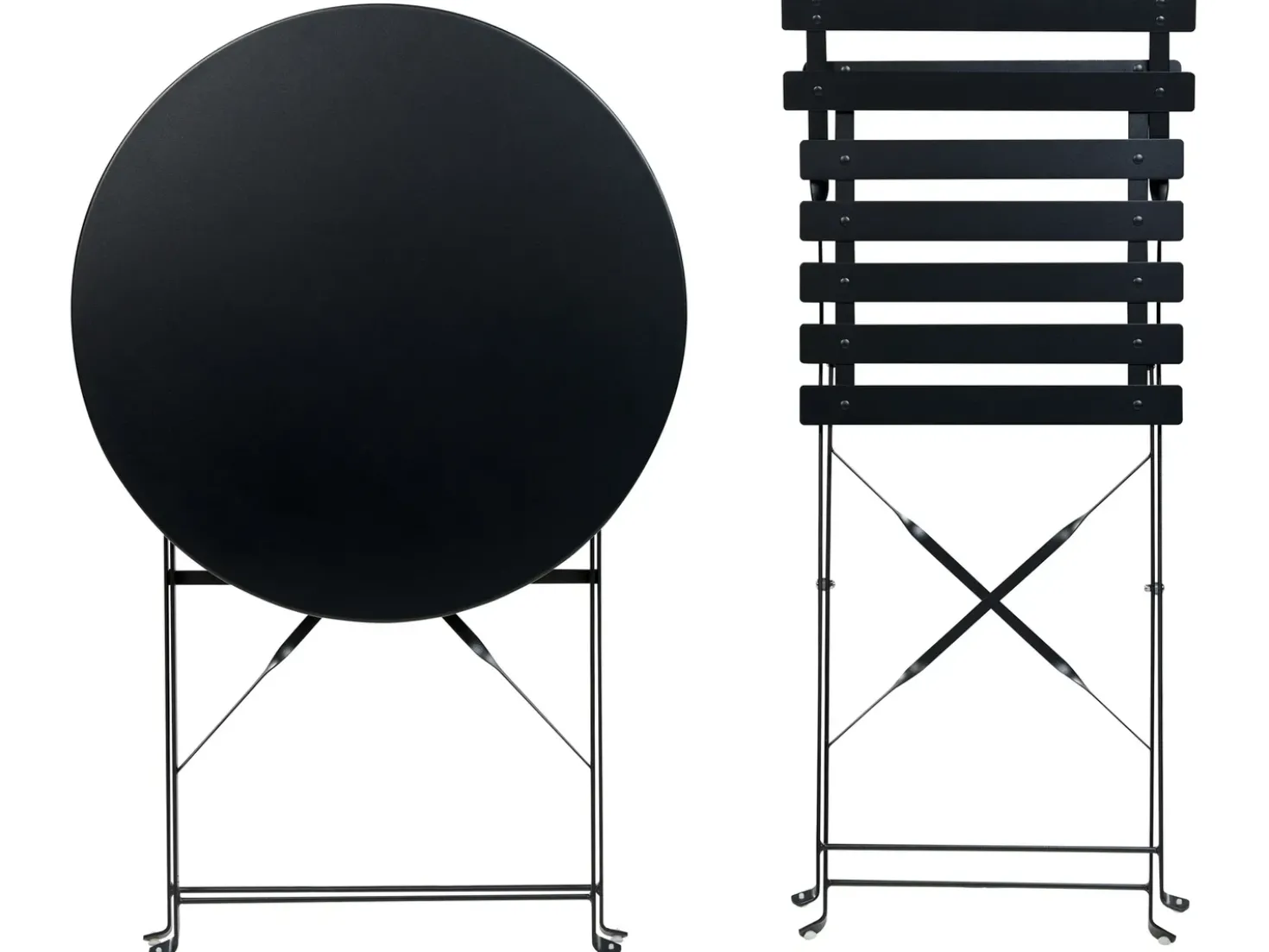Set bistrot Pieghevole FIORI Metallo Nero