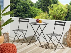 Set bistrot Pieghevole FIORI Metallo Nero
