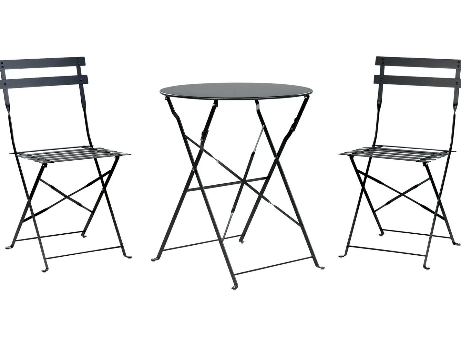 Set bistrot Pieghevole FIORI Metallo Nero