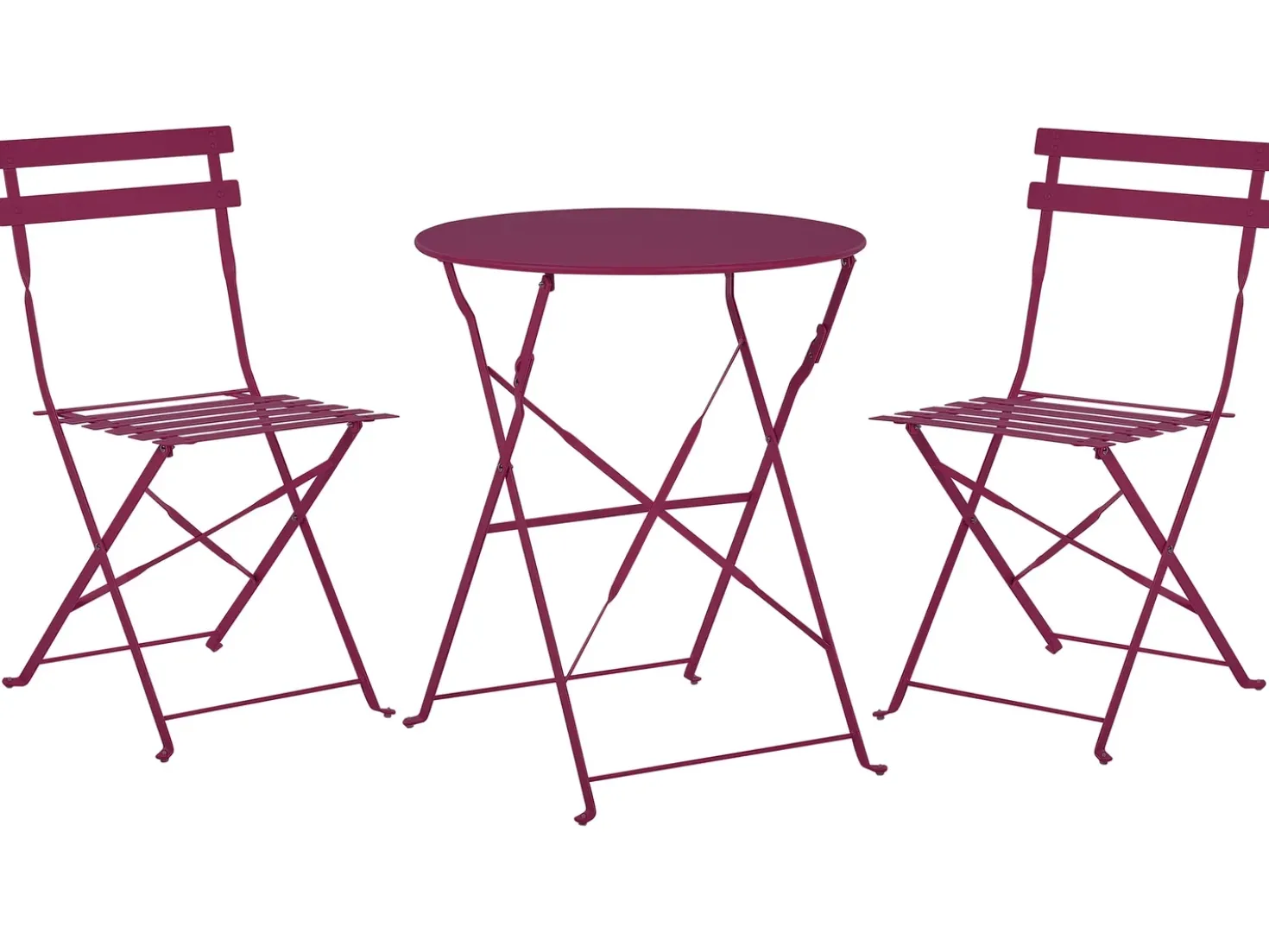 Set bistrot Pieghevole FIORI Metallo Bordeaux