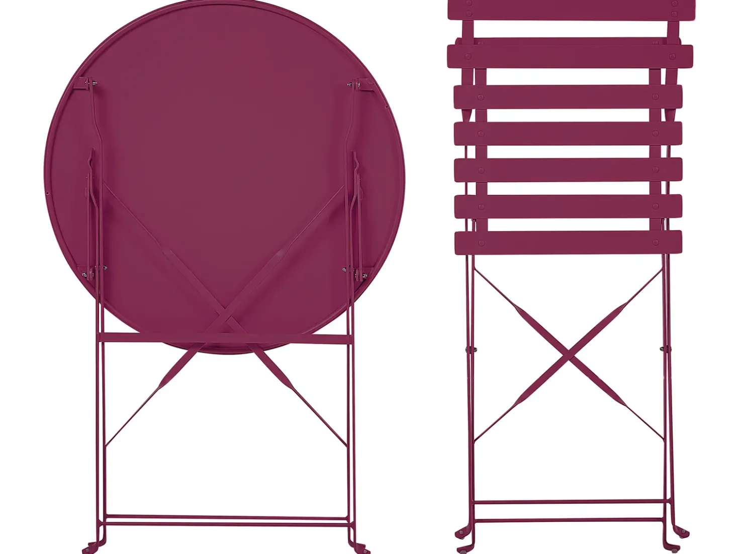 Set bistrot Pieghevole FIORI Metallo Bordeaux