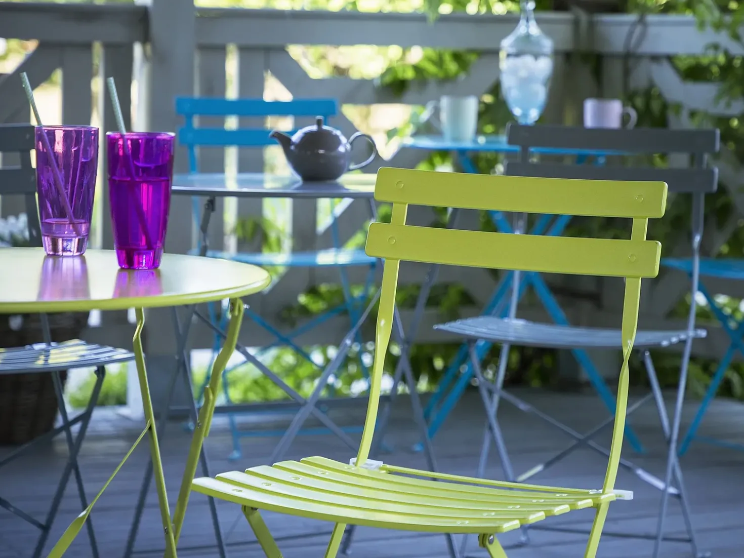 Set bistrot Pieghevole FIORI Metallo Verde lime