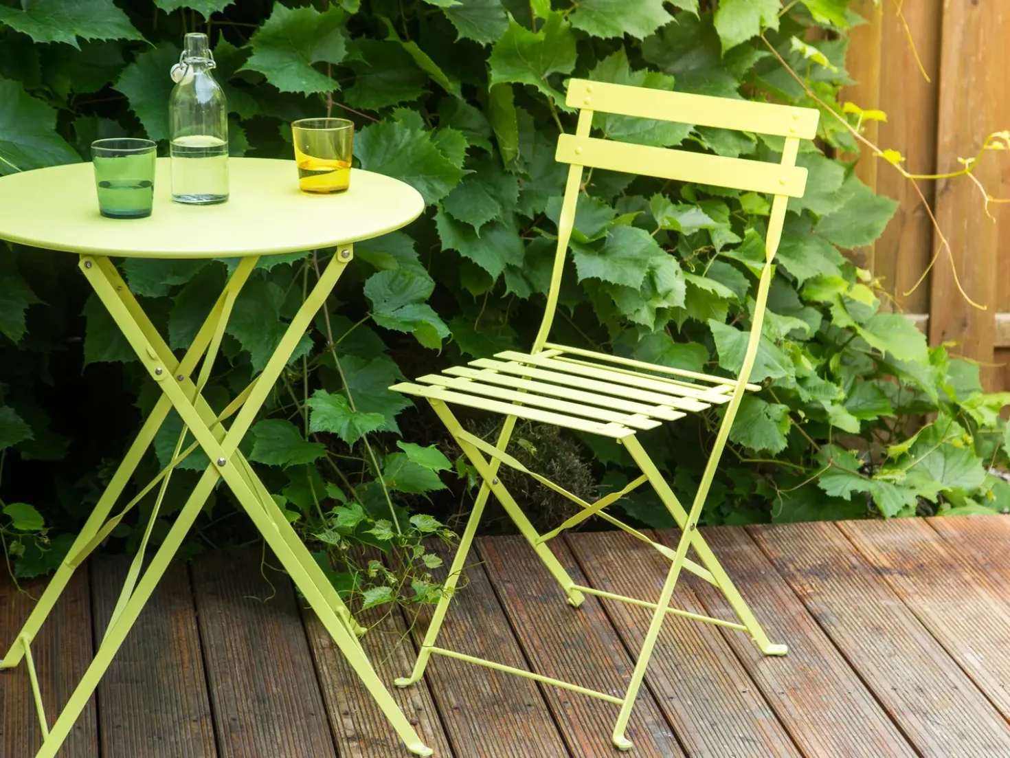Set bistrot Pieghevole FIORI Metallo Verde lime