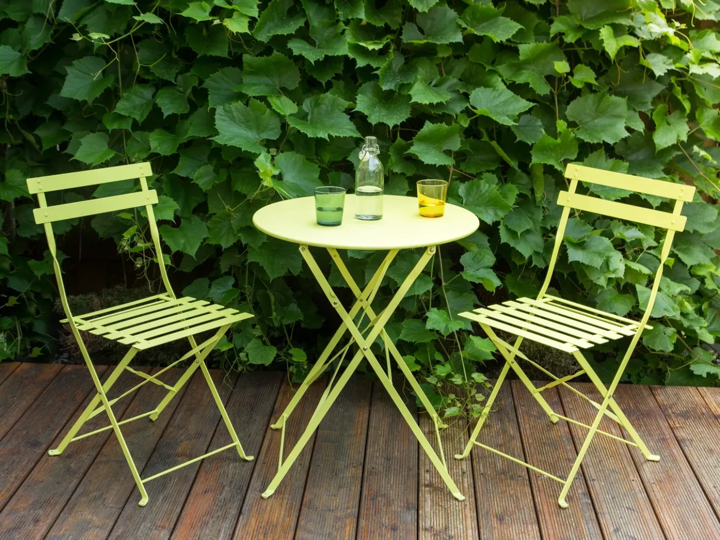 Set bistrot Pieghevole FIORI Metallo Verde lime