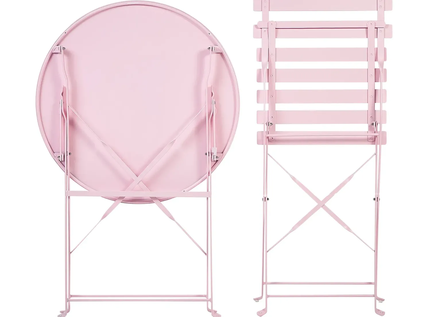 Set bistrot Pieghevole FIORI Metallo Rosa pastello