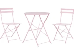 Set bistrot Pieghevole FIORI Metallo Rosa pastello