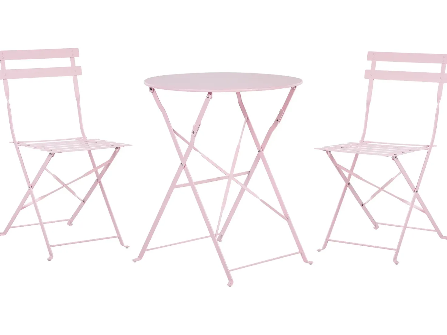 Set bistrot Pieghevole FIORI Metallo Rosa pastello