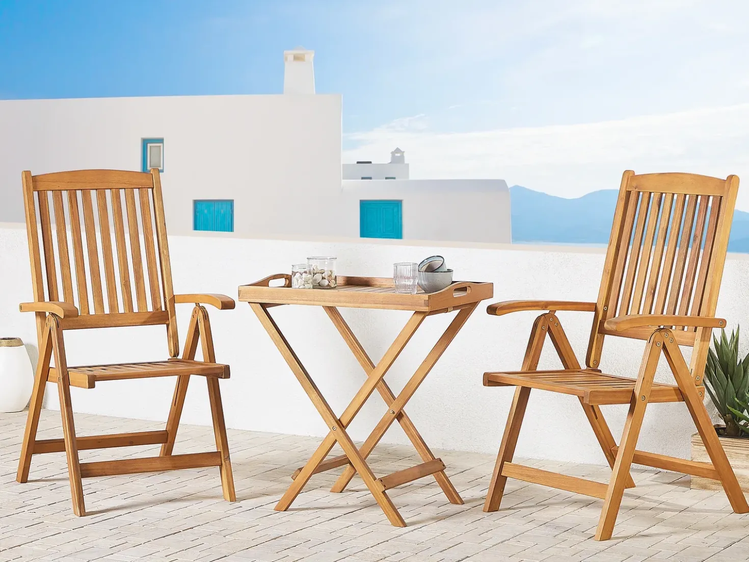 Set bistrot Pieghevole JAVA Legno d'acacia Marrone chiaro