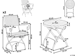 Set bistrot Pieghevole LASCARI Legno d'acacia Marrone chiaro