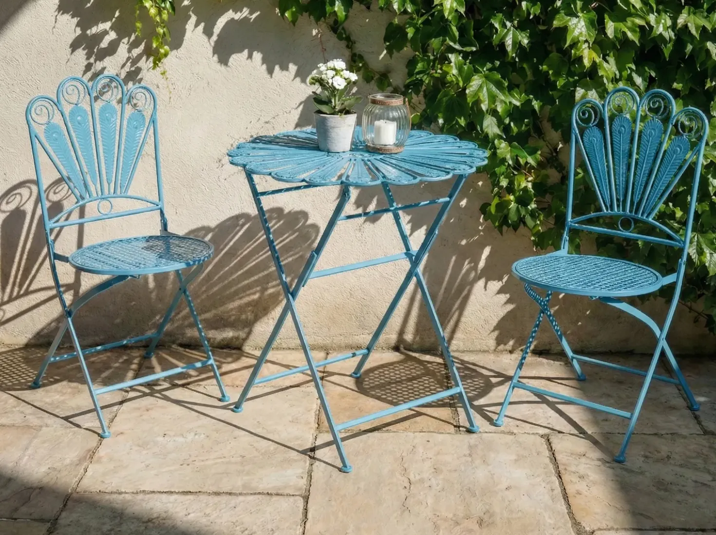 Set bistrot Pieghevole PAVIA Metallo Blu
