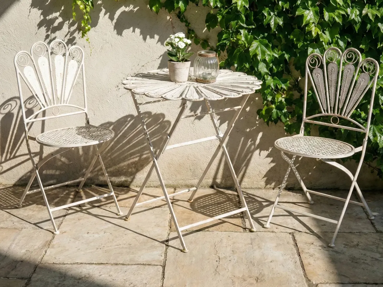 Set bistrot Pieghevole PAVIA Metallo Bianco sporco