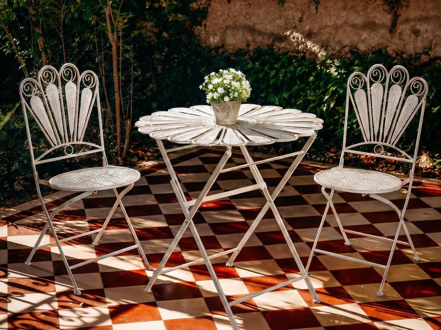 Set bistrot Pieghevole PAVIA Metallo Bianco sporco