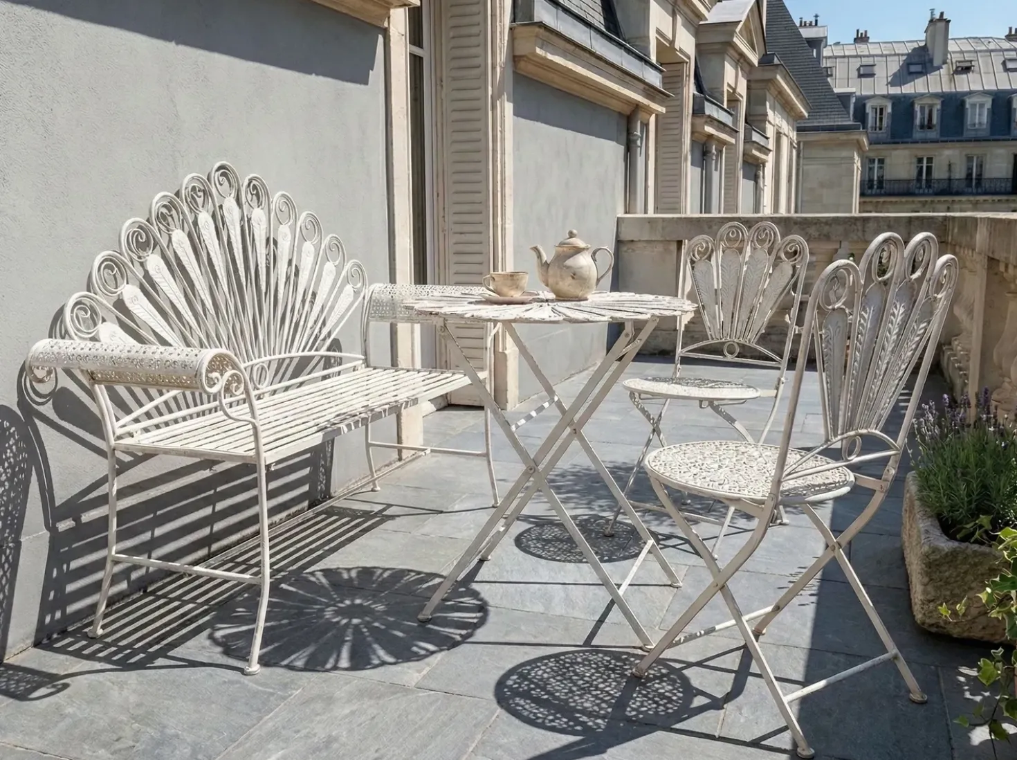 Set bistrot Pieghevole PAVIA Metallo Bianco sporco
