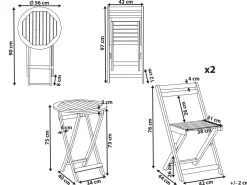 Set bistrot Pieghevole SACILE Legno d'acacia Marrone