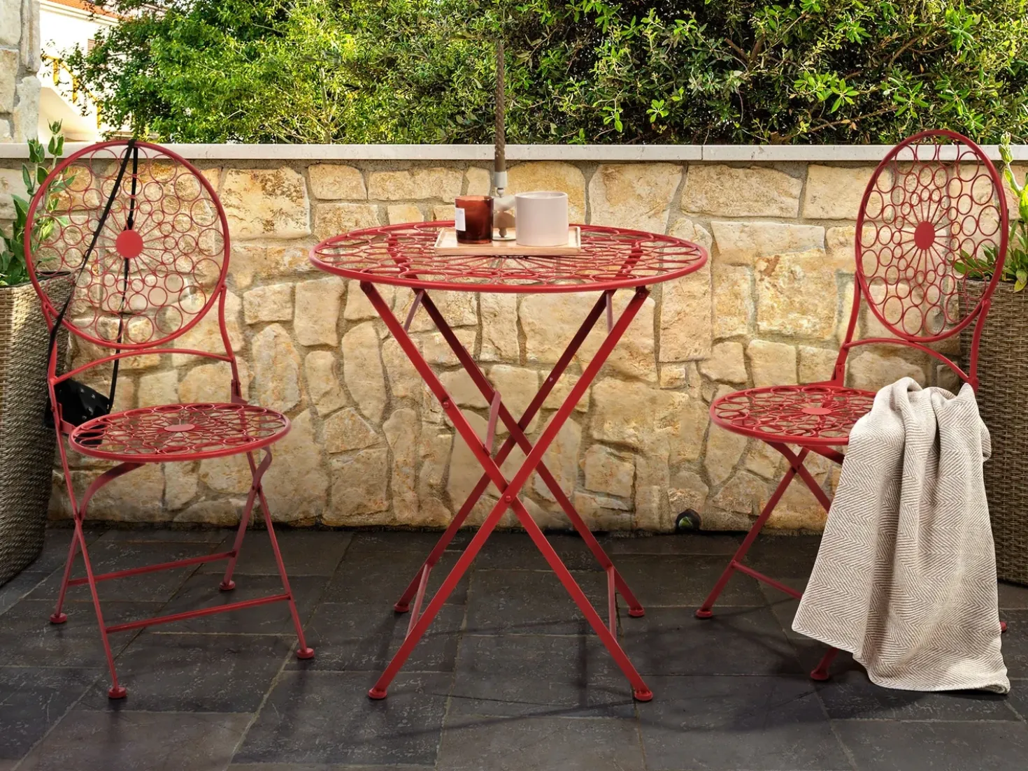 Set bistrot Pieghevole SCARIO Metallo Rosso