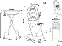 Set bistrot Pieghevole SPELLO Metallo Bianco