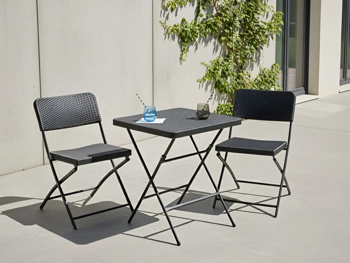 Set bistrot Pieghevole TRAPPETO Nero