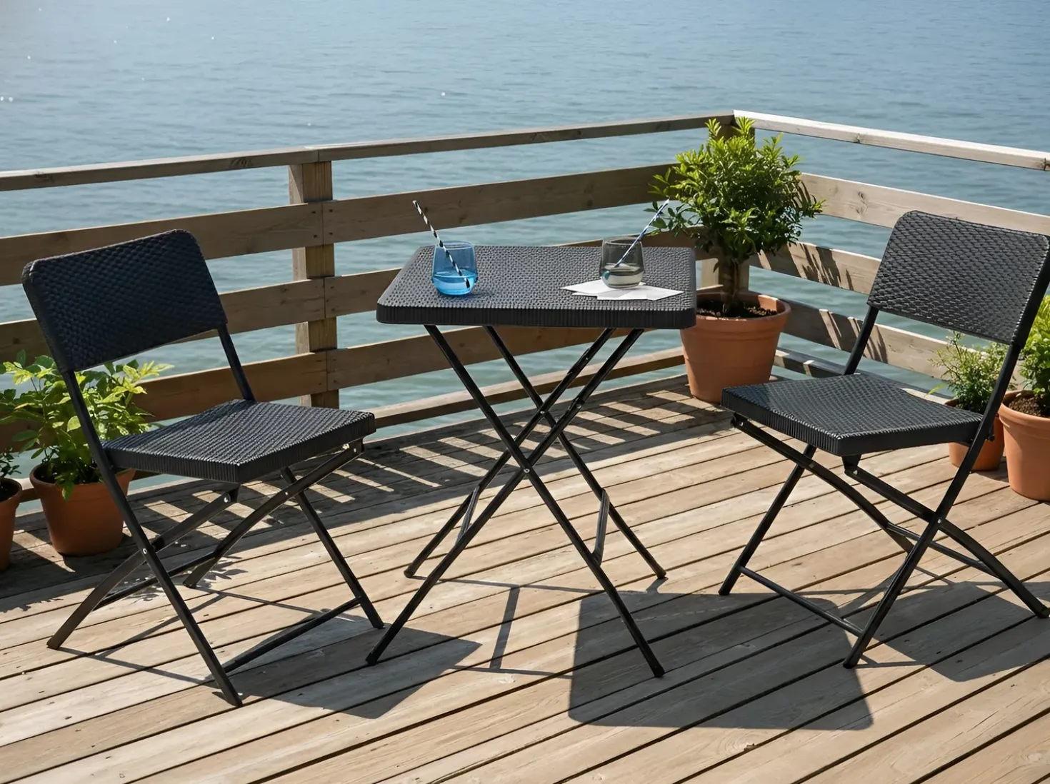 Set bistrot Pieghevole TRAPPETO Nero