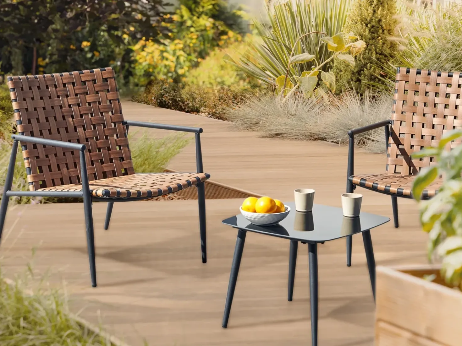Set bistrot ZIRIA Rattan sintetico (PE) Marrone