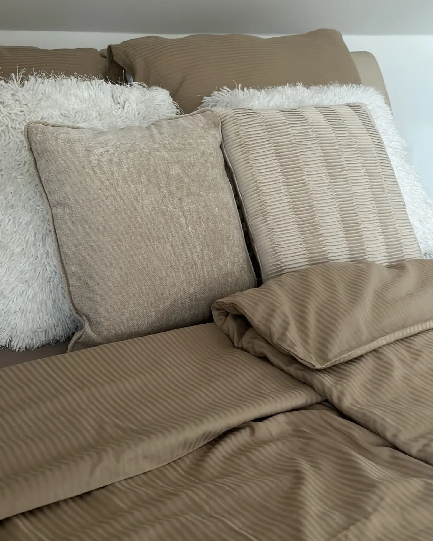 Set Copripiumino AVONDALE Raso di Cotone 155 x 220 cm Beige