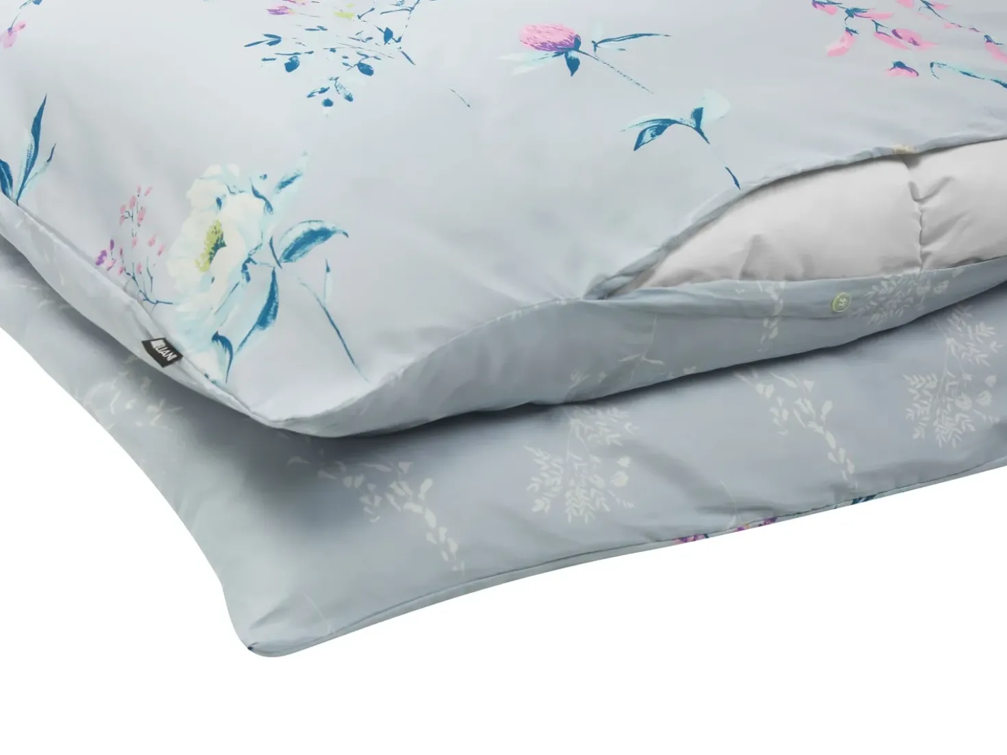 Set Copripiumino EVERGREEN Raso di Cotone 220 x 240 cm Azzurro