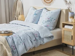 Set Copripiumino EVERGREEN Raso di Cotone 135 x 200 cm Azzurro