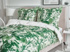 Set Copripiumino GREENWOOD Raso di Cotone 155 x 220 cm Verde