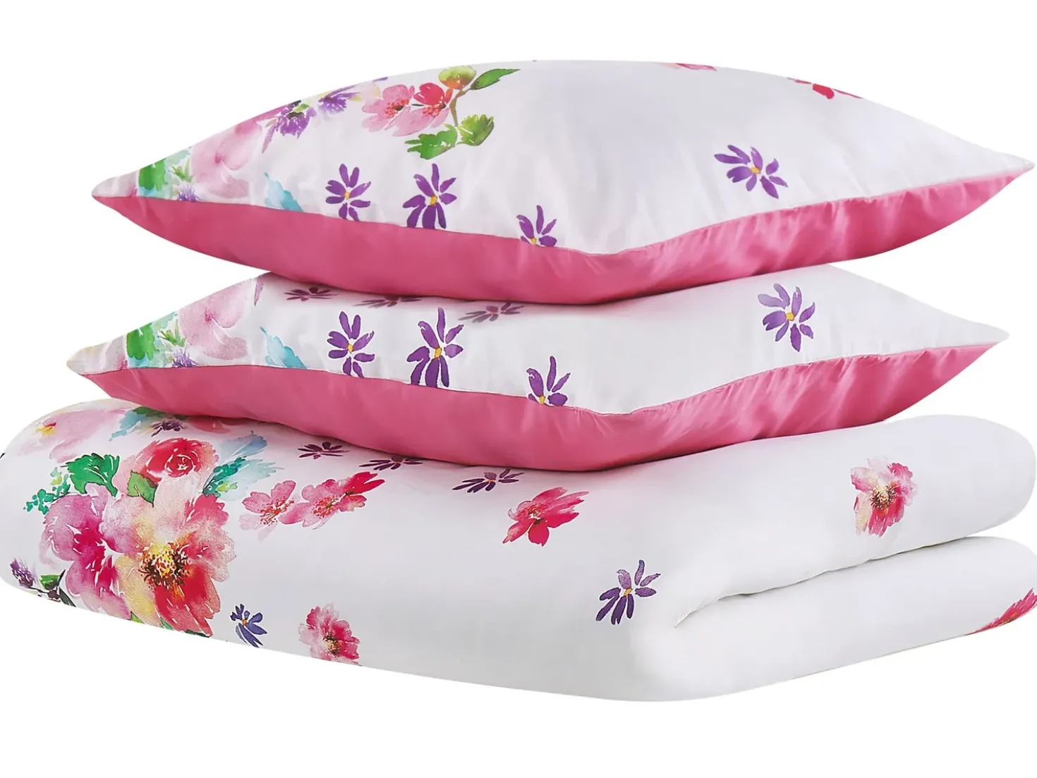 Set Copripiumino LARYNHILL Raso di Cotone 155 x 220 cm Rosa