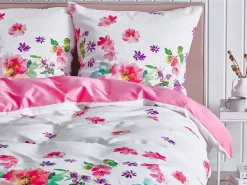Set Copripiumino LARYNHILL Raso di Cotone 135 x 200 cm Rosa