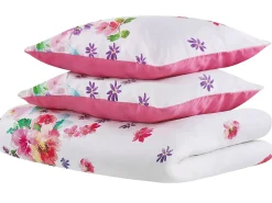 Set Copripiumino LARYNHILL Raso di Cotone 135 x 200 cm Rosa