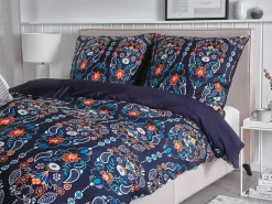 Set Copripiumino MADRONA Raso di Cotone 135 x 200 cm Blu scuro