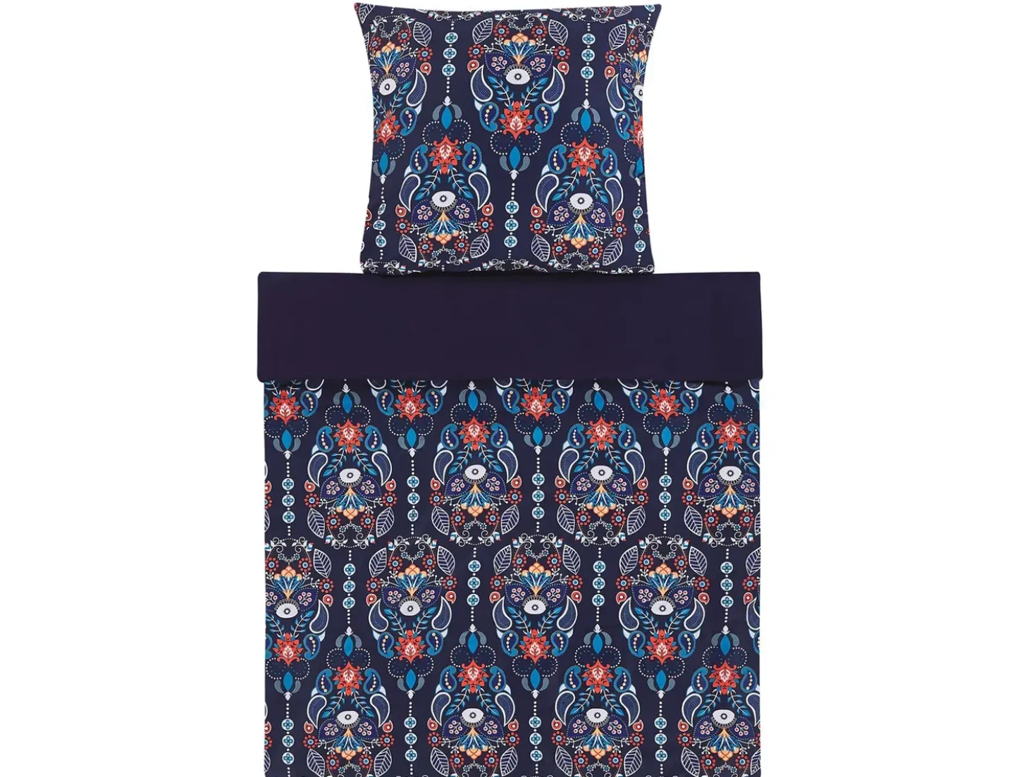 Set Copripiumino MADRONA Raso di Cotone 135 x 200 cm Blu scuro