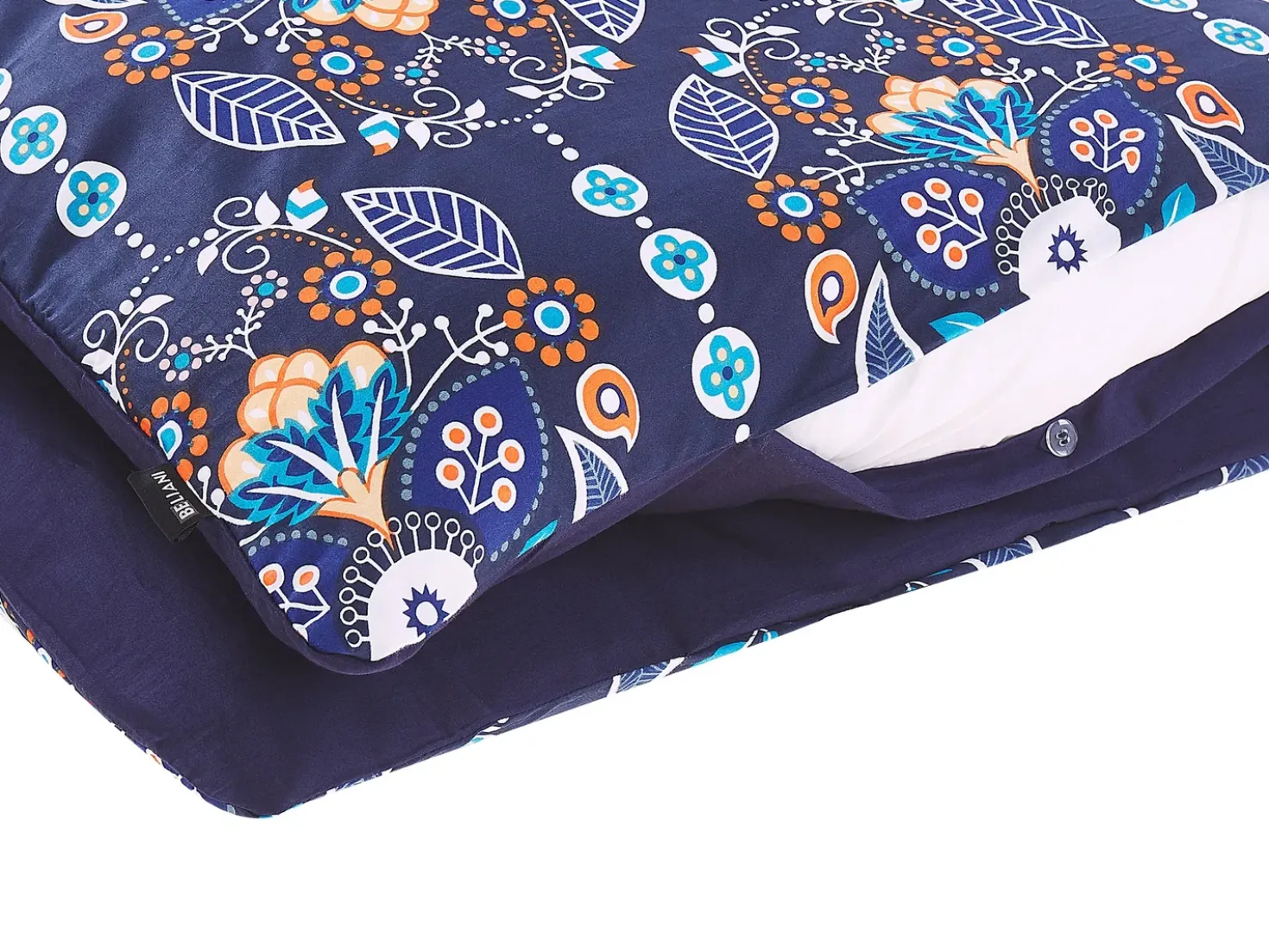Set Copripiumino MADRONA Raso di Cotone 135 x 200 cm Blu scuro