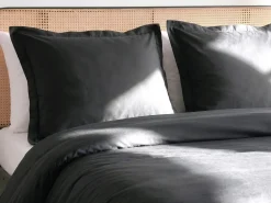 Set Copripiumino PARKROSE Raso di Cotone 220 x 240 cm Nero