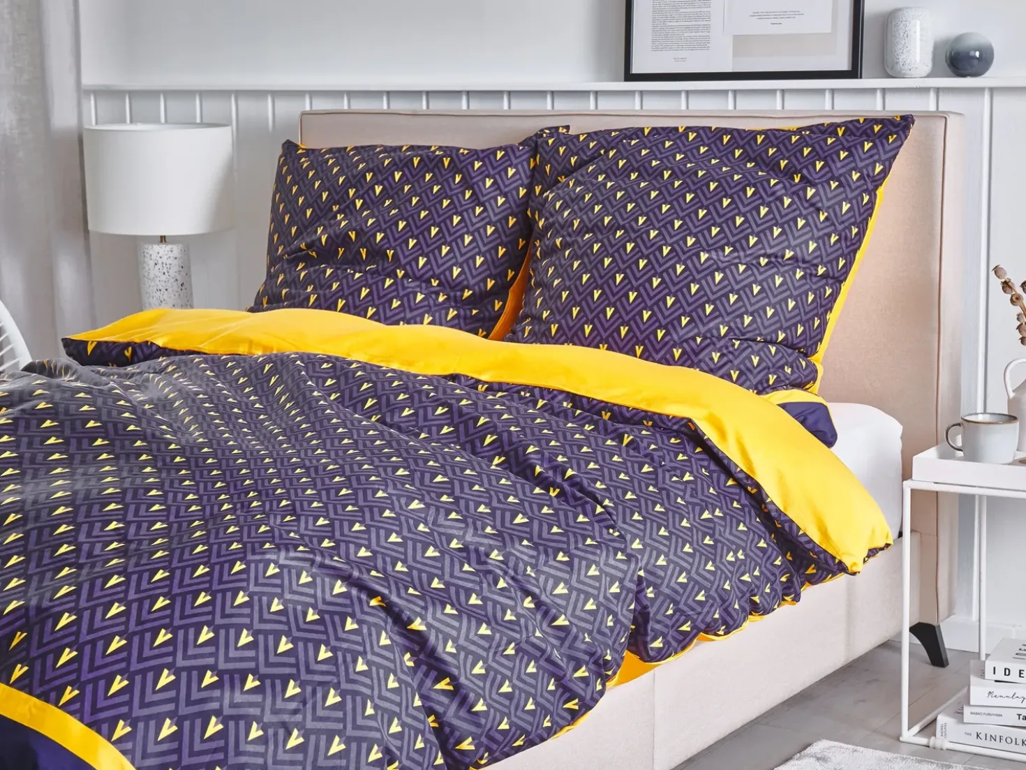 Set Copripiumino WALLINGFORD Raso di Cotone 135 x 200 cm Blu