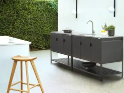 Set cucina da esterno 2 elementi con lavello MAENZA Metallo Nero