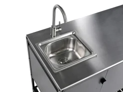 Set cucina da esterno 2 elementi con lavello MAENZA Metallo Nero