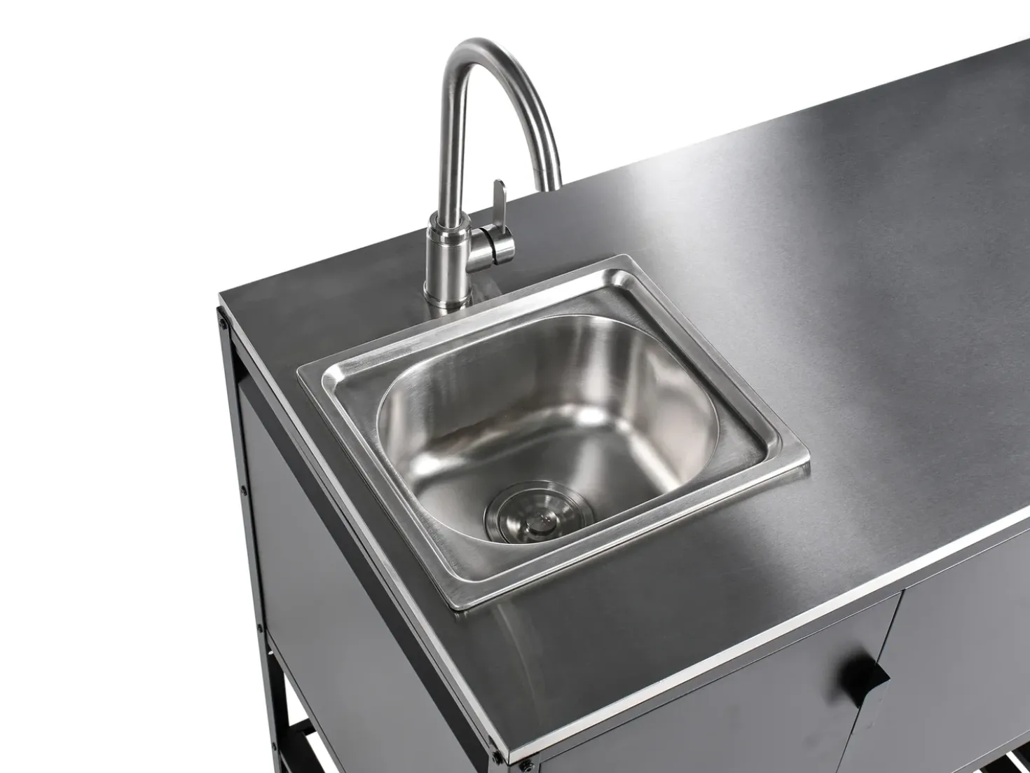 Set cucina da esterno 2 elementi con lavello MAENZA Metallo Nero